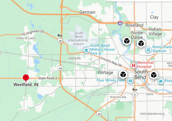 Map of Westfield, IN