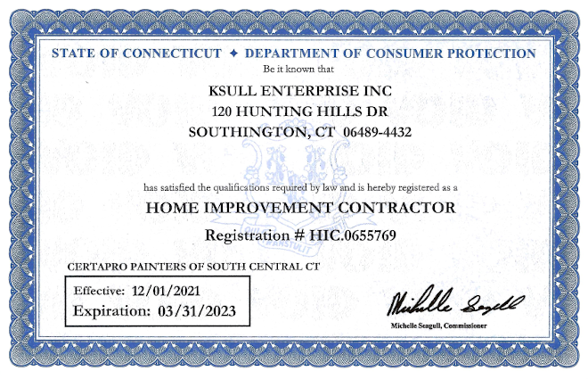 Connecticut home improvement contractors license.