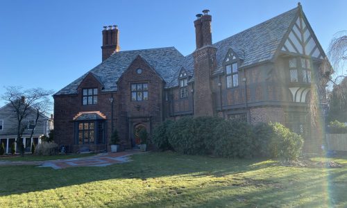 The downspouts blended into the overall look