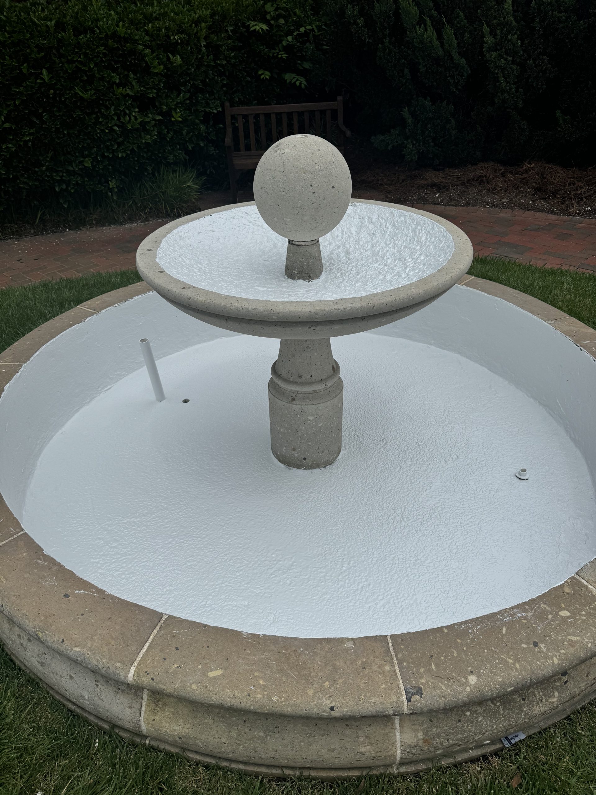 after photo of newly painted fountain