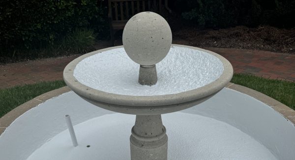 after photo of newly painted fountain