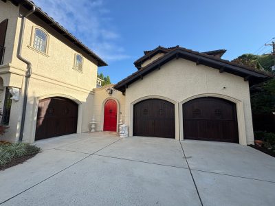 exterior doors and soffits after staining