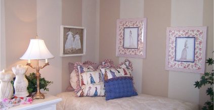 Residential Striped Bedroom Interior