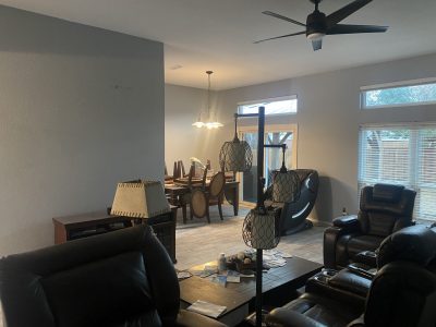 living room after photo of popcorn ceiling removal
