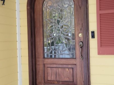 front door stained