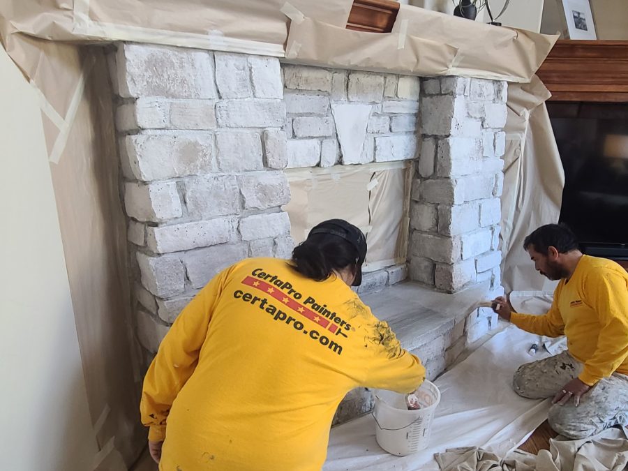 Brick Fireplace Repaint in SW Denver