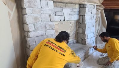Brick Fireplace Repaint in SW Denver