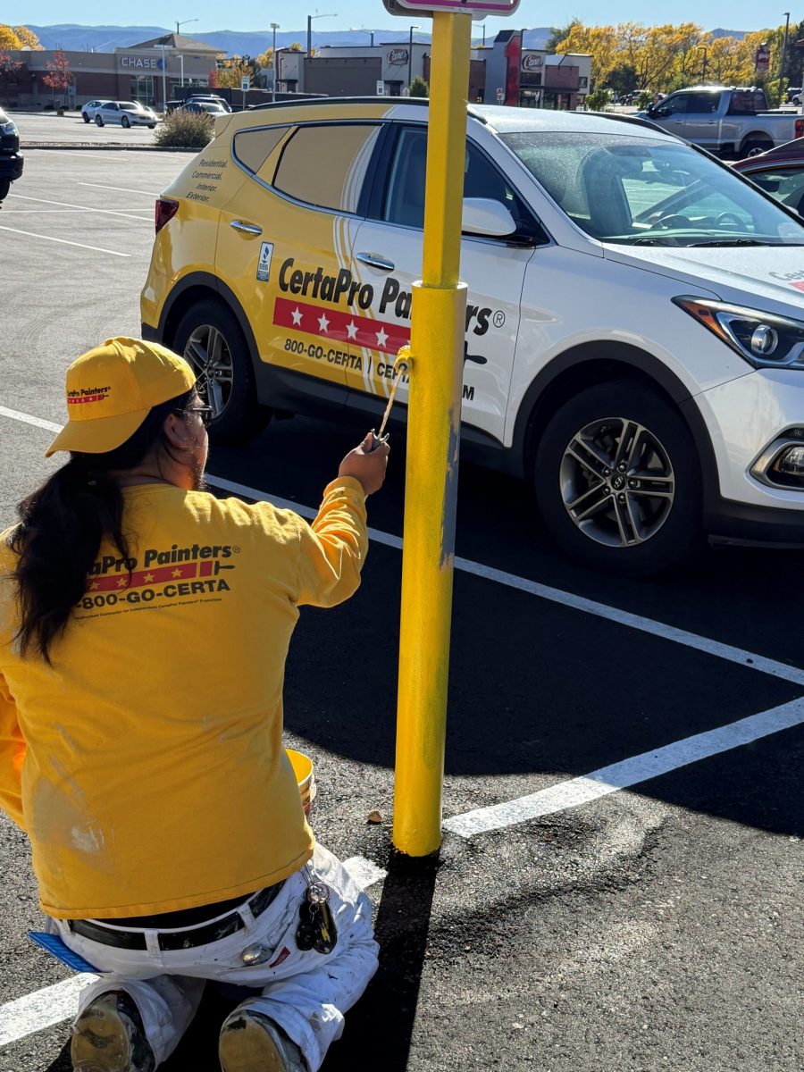 team member painting parking lot pole Preview Image 1