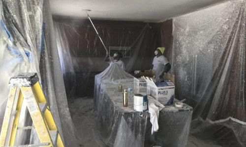 Kitchen Popcorn Ceiling Removal - During