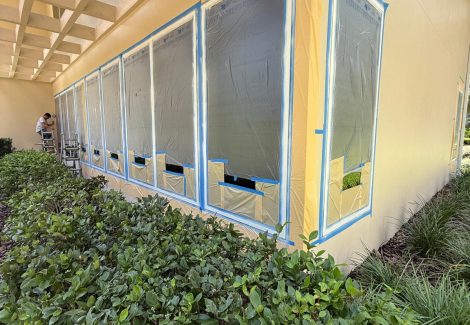 home windows with plastic sheeting during repaint