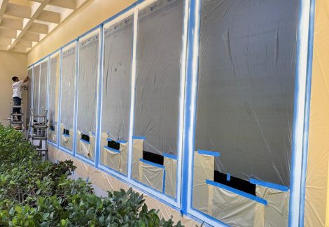 home windows with plastic sheeting during repaint