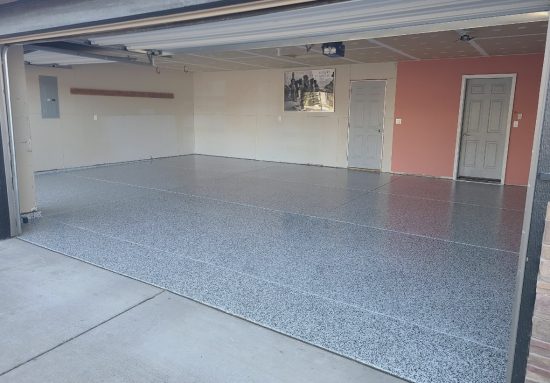 Garage floor after repair and coating