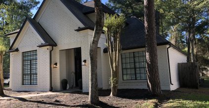 White Brick Painting with Black Trim