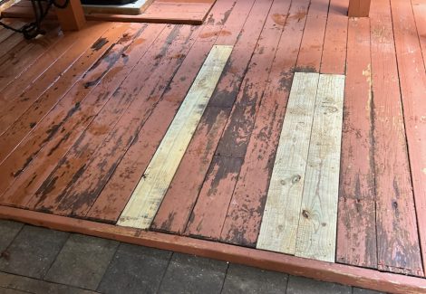 worn deck patio