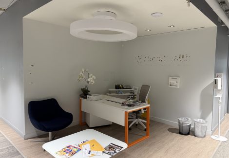 commercial space with damaged drywall