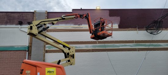 in progress photo of painting the la mart in springfield, va