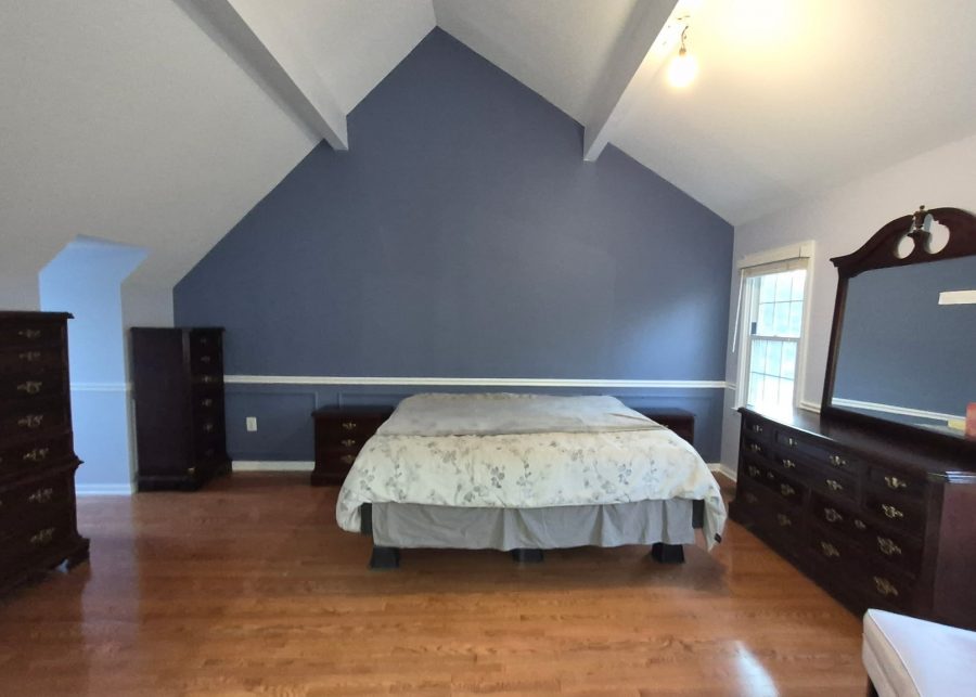 bedroom with dark purple accent wall Preview Image 1