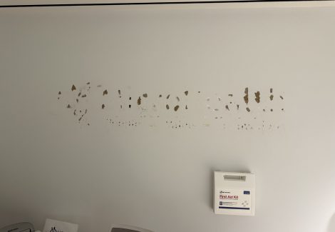 commercial space with damaged drywall