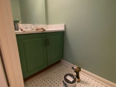 green painted powder room