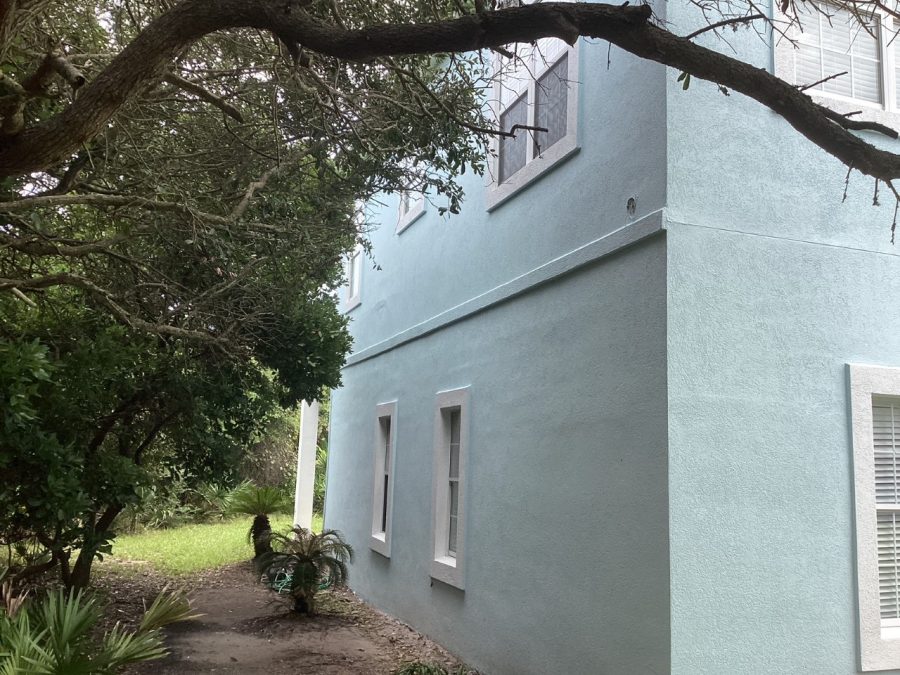 side view of blue and white exterior painting job in st augustine, florida Preview Image 4