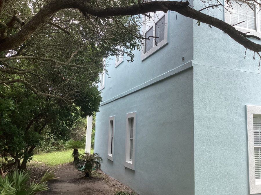 side view of blue and white exterior painting job in st augustine, florida Preview Image 4