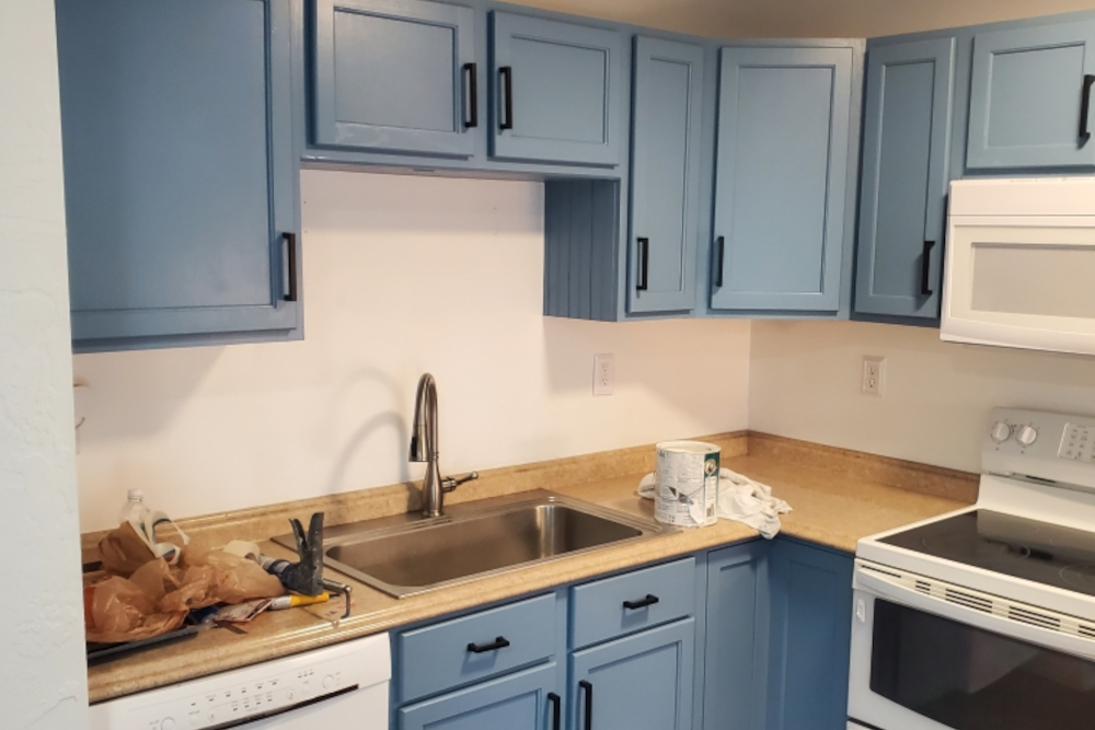 Blue Cabinets After