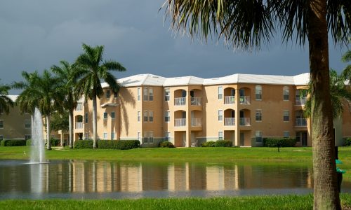 St Petersburg Condos with a lake and fountain