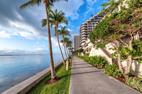 Florida area condo waterfront walkway