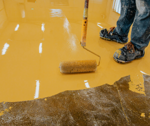 garage painting yellow epoxy floor