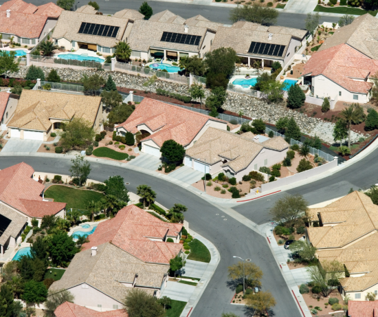 bird's eye view of neighborhood in summerlin, nevada