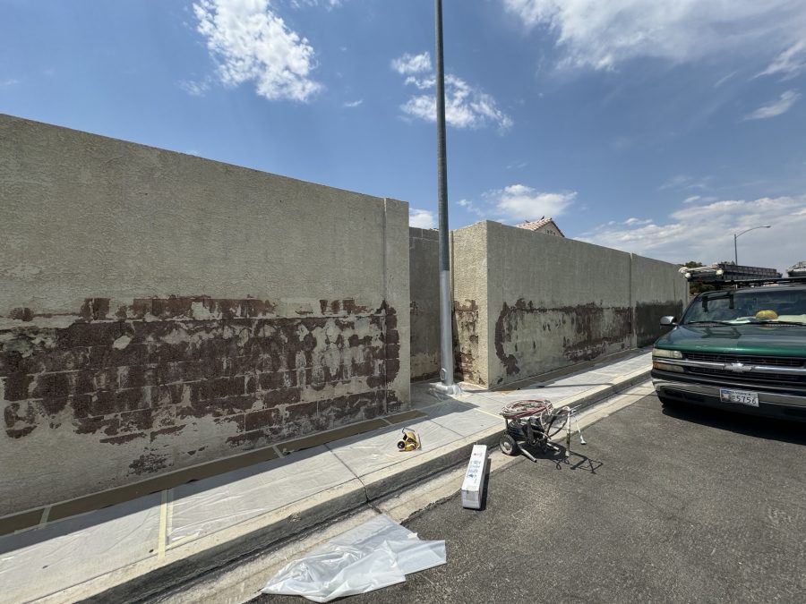 Wall repainting project Summerlin before photo preparing the wall for paint Preview Image 1