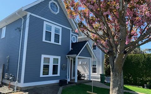 Blue with White Trim Exterior