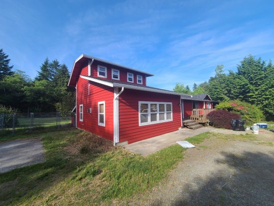 red siding home exterior