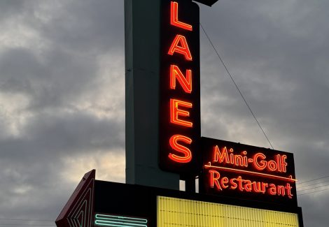 night time mini-golf signage painting