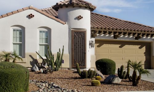 White and Brown Stucco Home