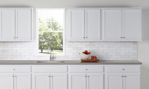 white painted cabinets in kitchen