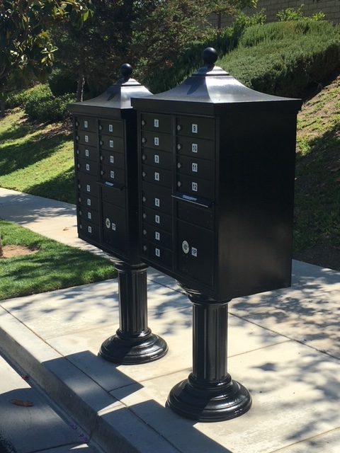 Front Angle of Black Painted HOA Community Mailboxes in Moorpark, CA by CertaPro Preview Image 2