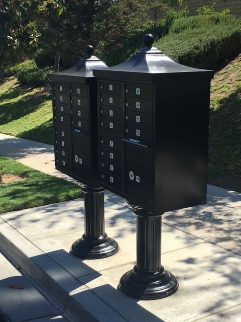 Front Angle of Black Painted HOA Community Mailboxes in Moorpark, CA by CertaPro Preview Image 2