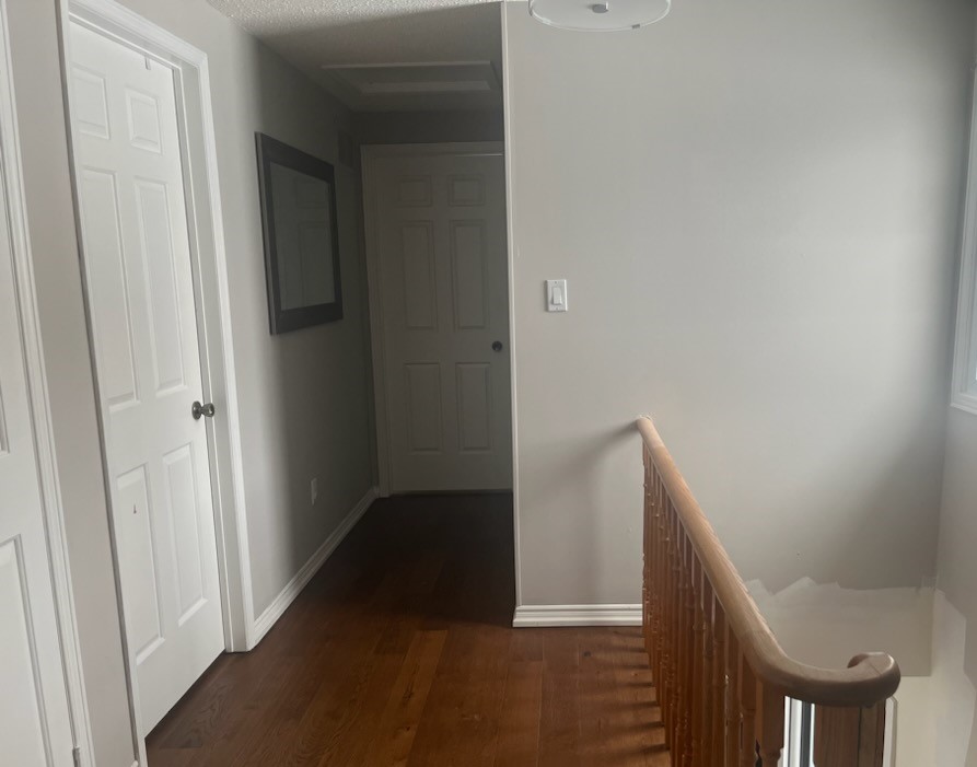 upstairs interior hallway before painting