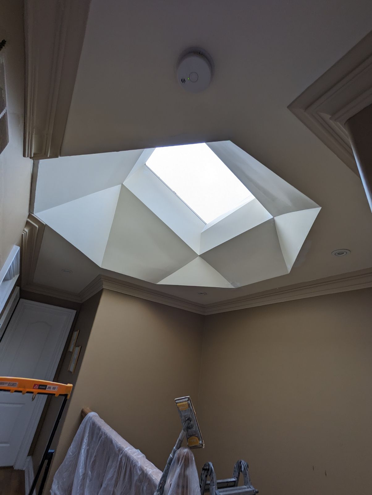 interior skylight after repair and painting