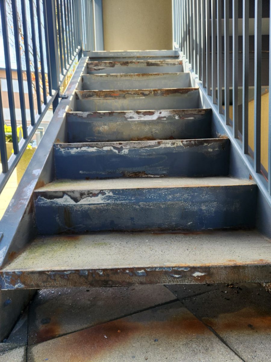 Before Exterior Commercial Stairs Painting Preview Image 3