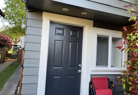 After professional exterior painting home entry