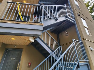 Commercial Exterior Stairs Painting Blue