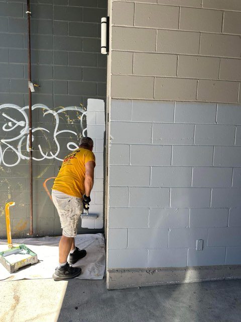 During Professional Graffiti Removal Painting Preview Image 2