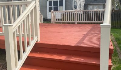 Deck Painting Refreshed with red paint