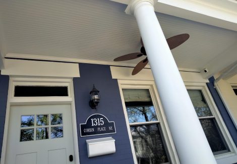 Painted Ceiling and Column Structure with white paint