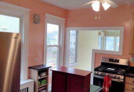 Kitchen Interior Repaint a coral pink