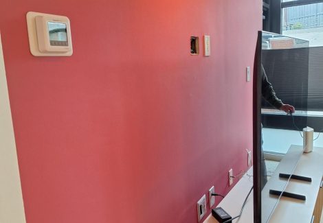 home with coral accent wall