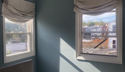 light blue painted room interior