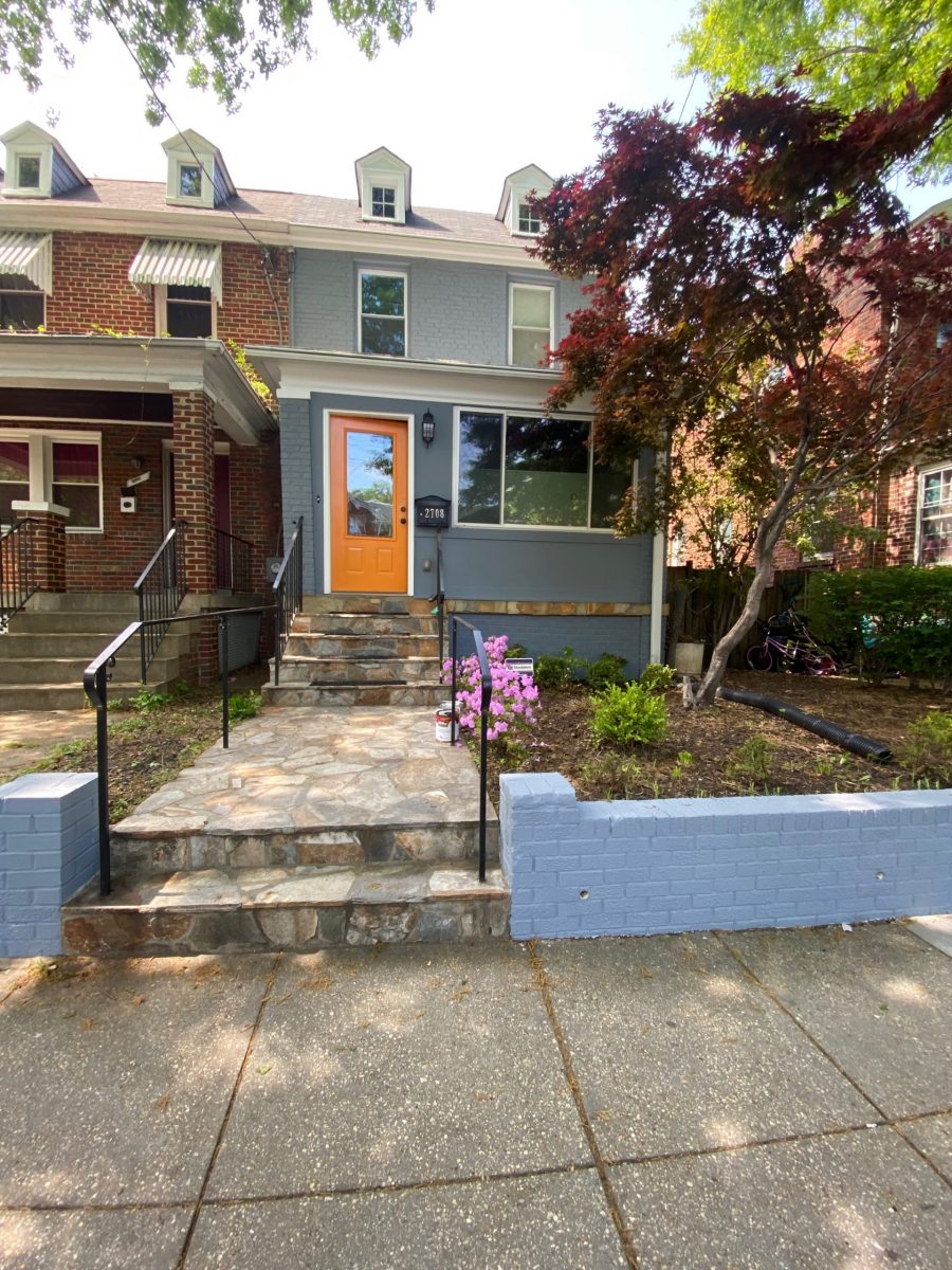townhome repainted gray with orange door Preview Image 3